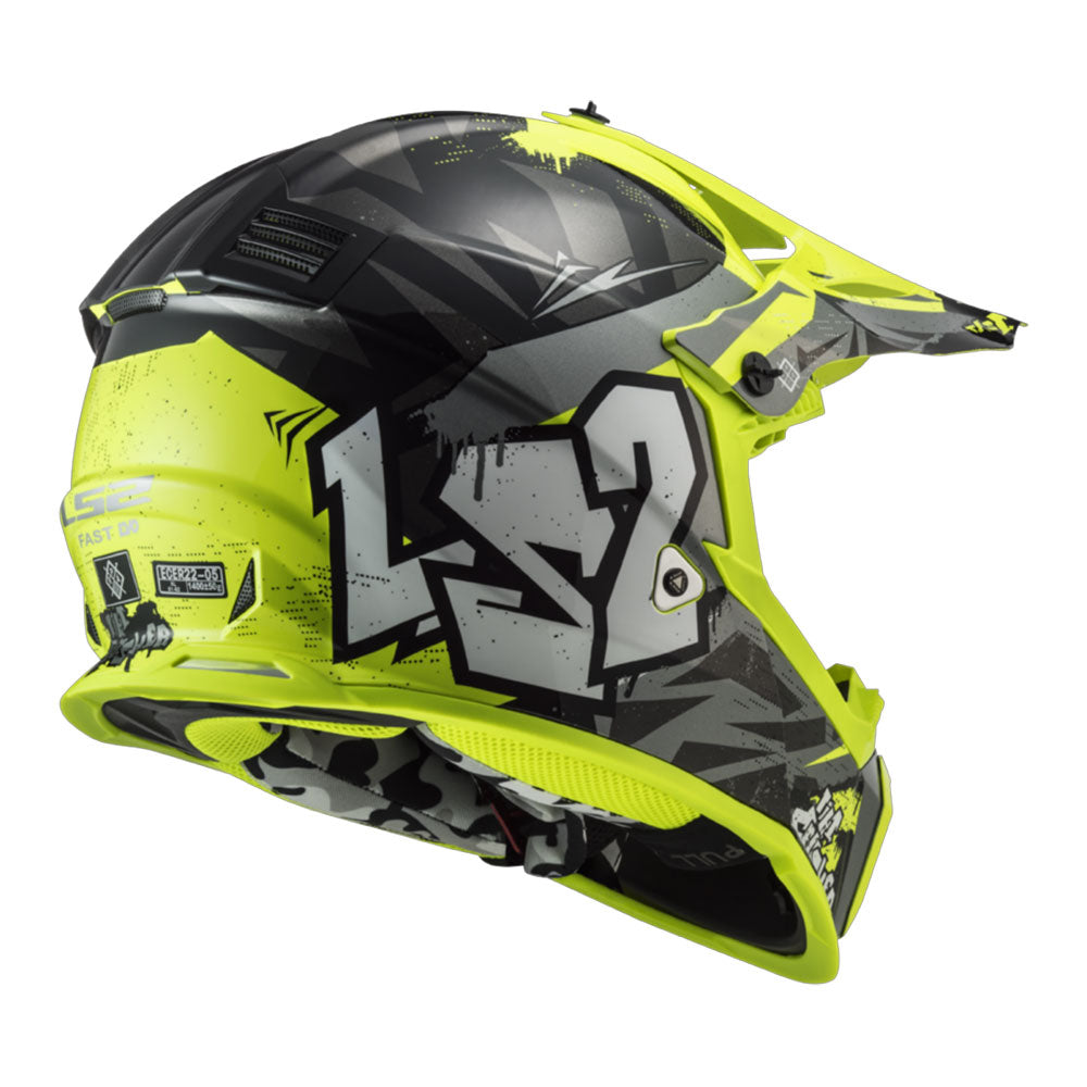 Šalmas LS2 FAST 2 MINI CRUSHER VAIKAMS juodas/geltonas – nuotrauka 5