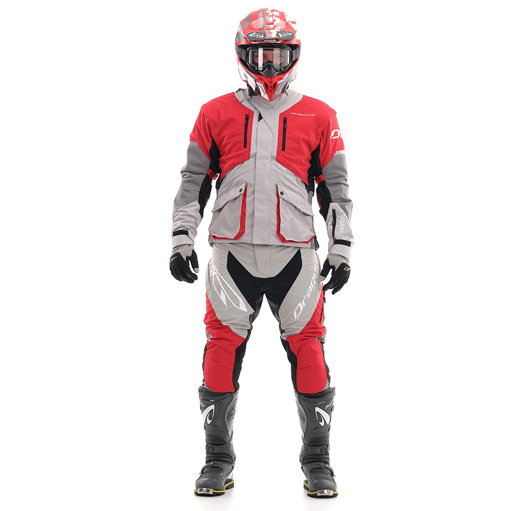 Motokroso kelnės dragonfly ENDURO FREERIDE pilka/ RAUDONA UNISEX – nuotrauka 6