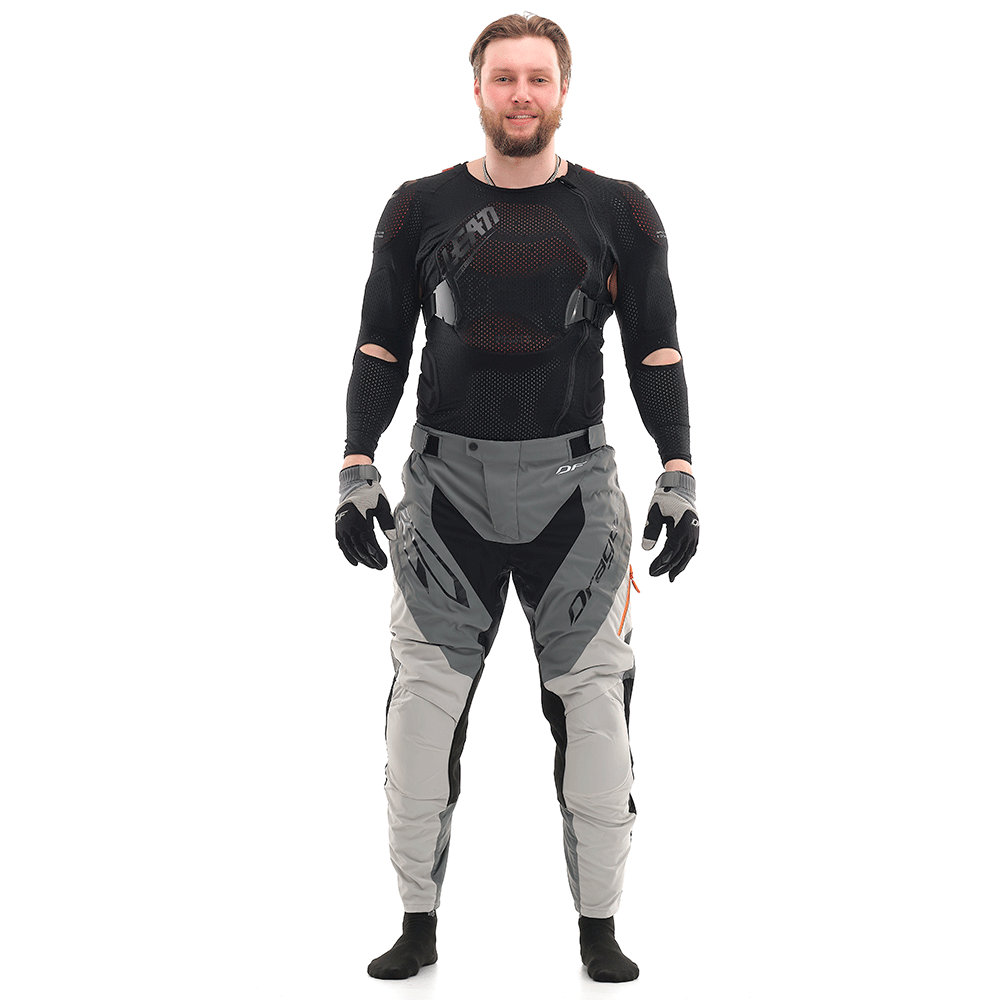 Motokroso kelnės dragonfly ENDURO FREERIDE pilka/ oranžinė UNISEX – nuotrauka 4