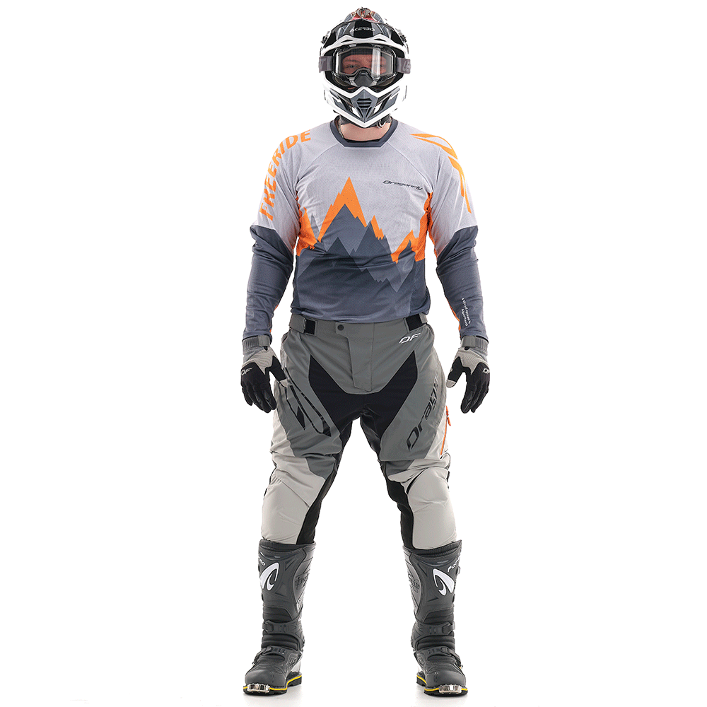 Motokroso kelnės dragonfly ENDURO FREERIDE pilka/ oranžinė UNISEX – nuotrauka 6