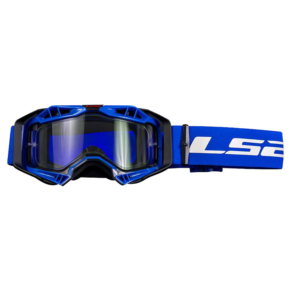 AKINIAI LS2 AURA ENDURO – JUODI / RAUDONI, SKAIDRUS STIKLIUKAS