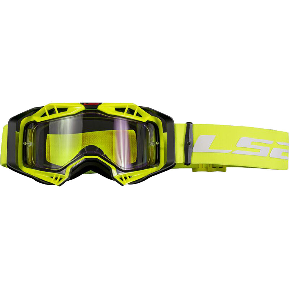 AKINIAI LS2 AURA ENDURO – JUODI / HI-VIS GELTONI, SKAIDRUS STIKLIUKAS