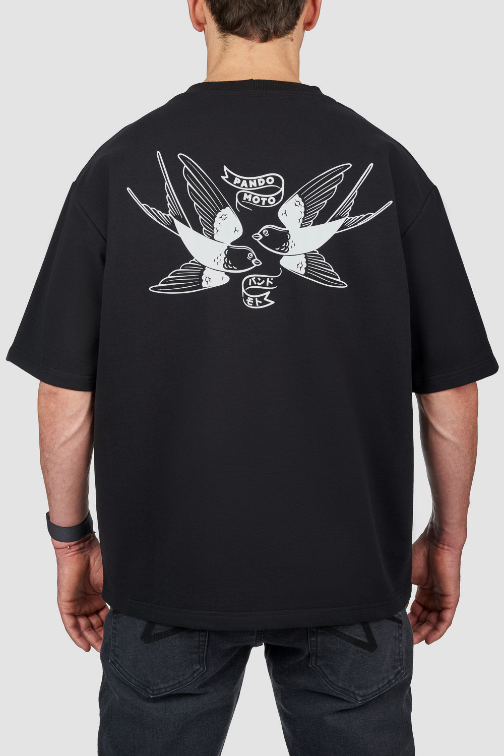 MARŠKINĖLIAI PANDO MOTO LUKE TOKYO OVERSIZE, JUODI, UNISEX