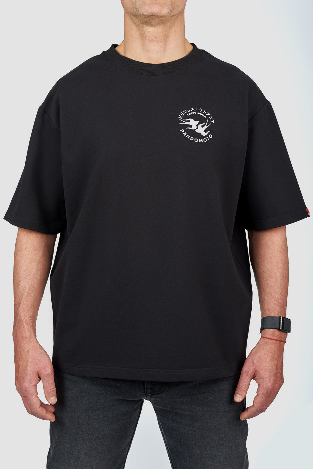 MARŠKINĖLIAI PANDO MOTO LUKE TOKYO OVERSIZE, JUODI, UNISEX