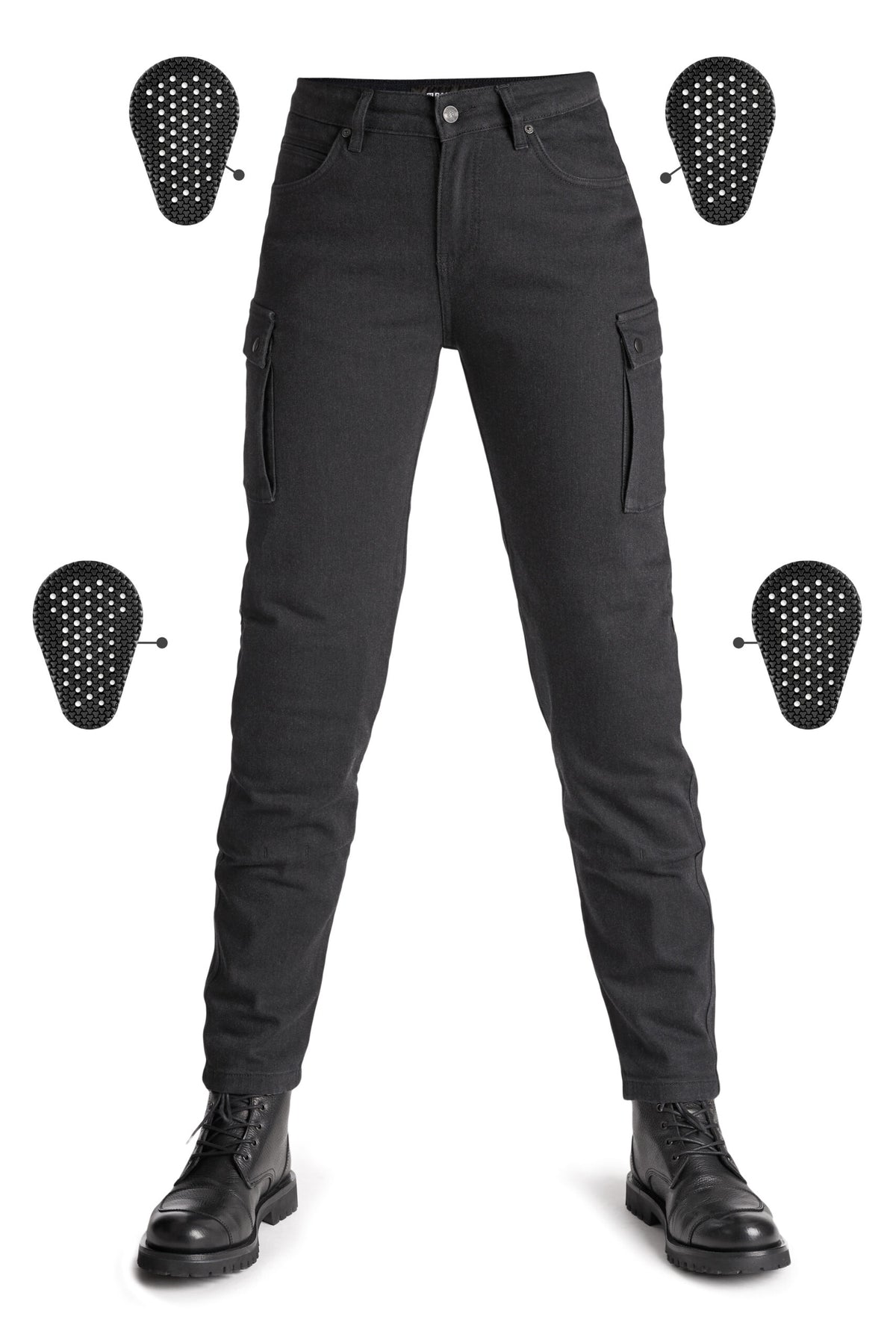 DŽINSAI – PANDO MOTO MILA CARGO MOTERIMS JUODI SU CORDURA®