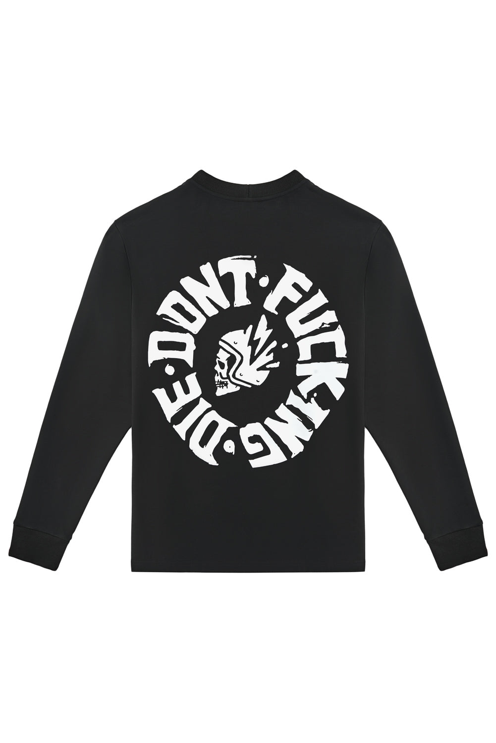 MARŠKINĖLIAI PANDO MOTO TOMMY DON’T DIE BLACK – OVERSIZE, ILGOMIS RANKOVĖMIS, UNISEX