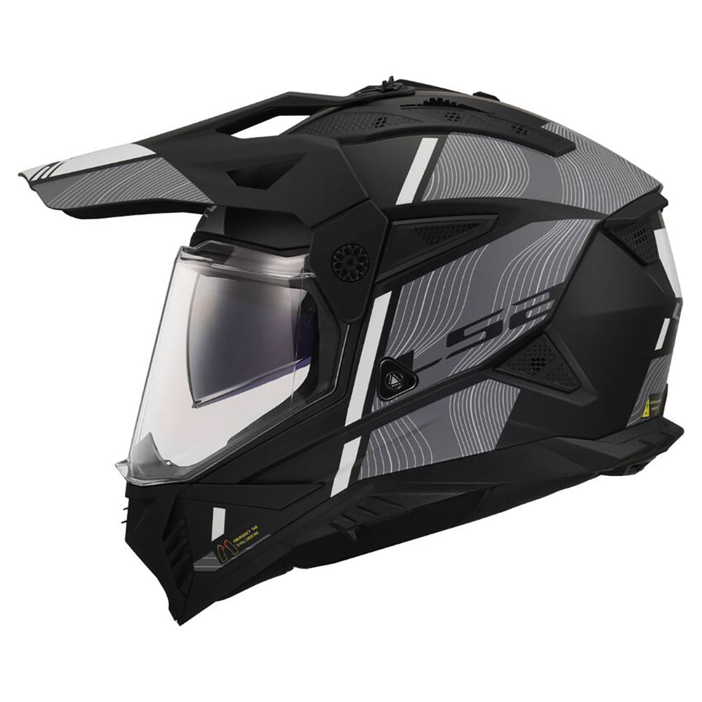 ŠALMAS LS2 MX702 PIONEER II HILL – MATINĖ JUODA BALTA SPALVA