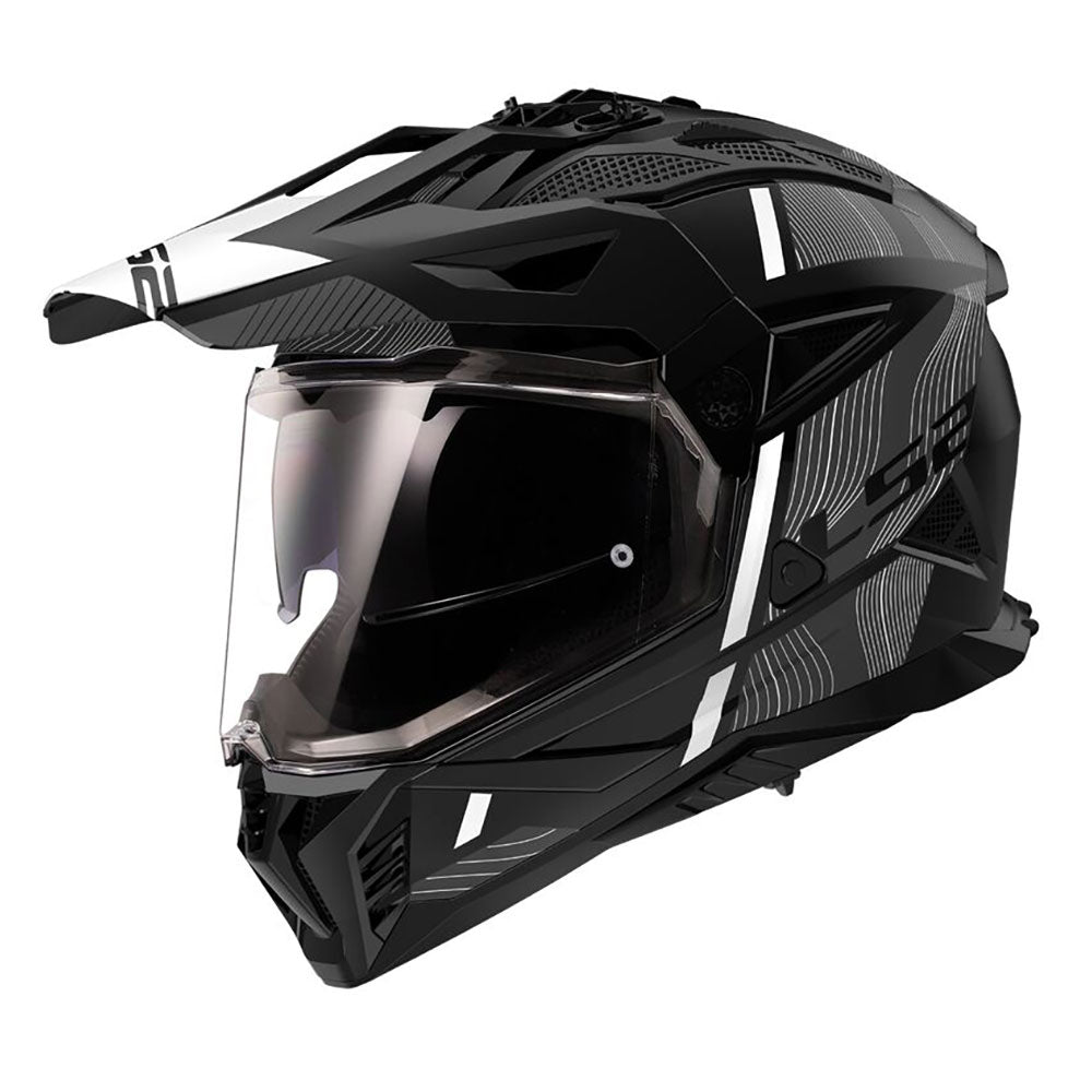 ŠALMAS LS2 MX702 PIONEER II HILL – MATINĖ JUODA BALTA SPALVA