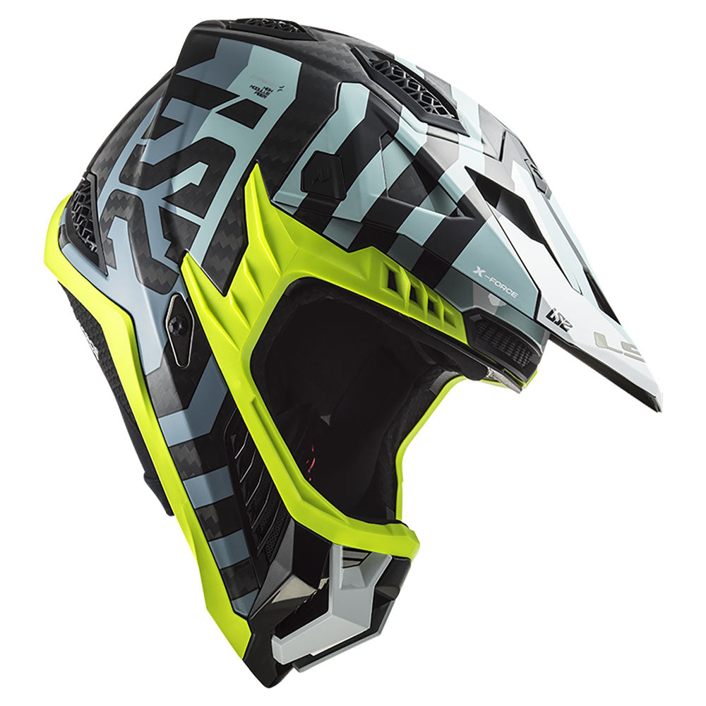 ŠALMAS LS2 MX703 C X-FORCE BARRIER – FLUO GELTONA RAUDONA SPALVA