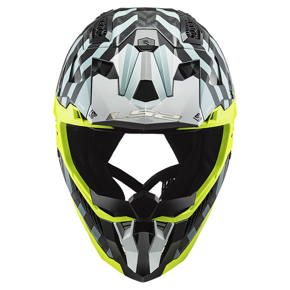 ŠALMAS LS2 MX703 C X-FORCE BARRIER – FLUO GELTONA RAUDONA SPALVA