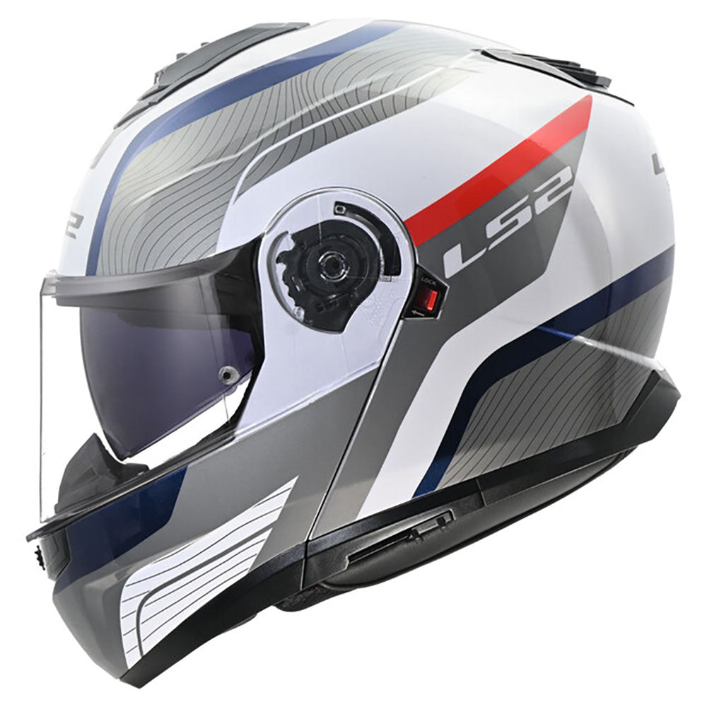 ŠALMAS LS2 FF908 STROBE II MONZA – BALTA / MĖLYNA / RAUDONA SPALVA