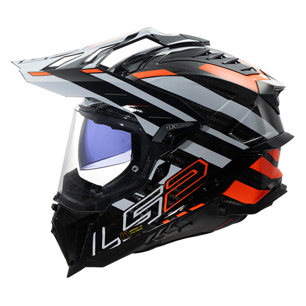 ŠALMAS LS2 MX701 C EXPLORER EDGE – JUODA FLUO ORANŽINĖ SPALVA