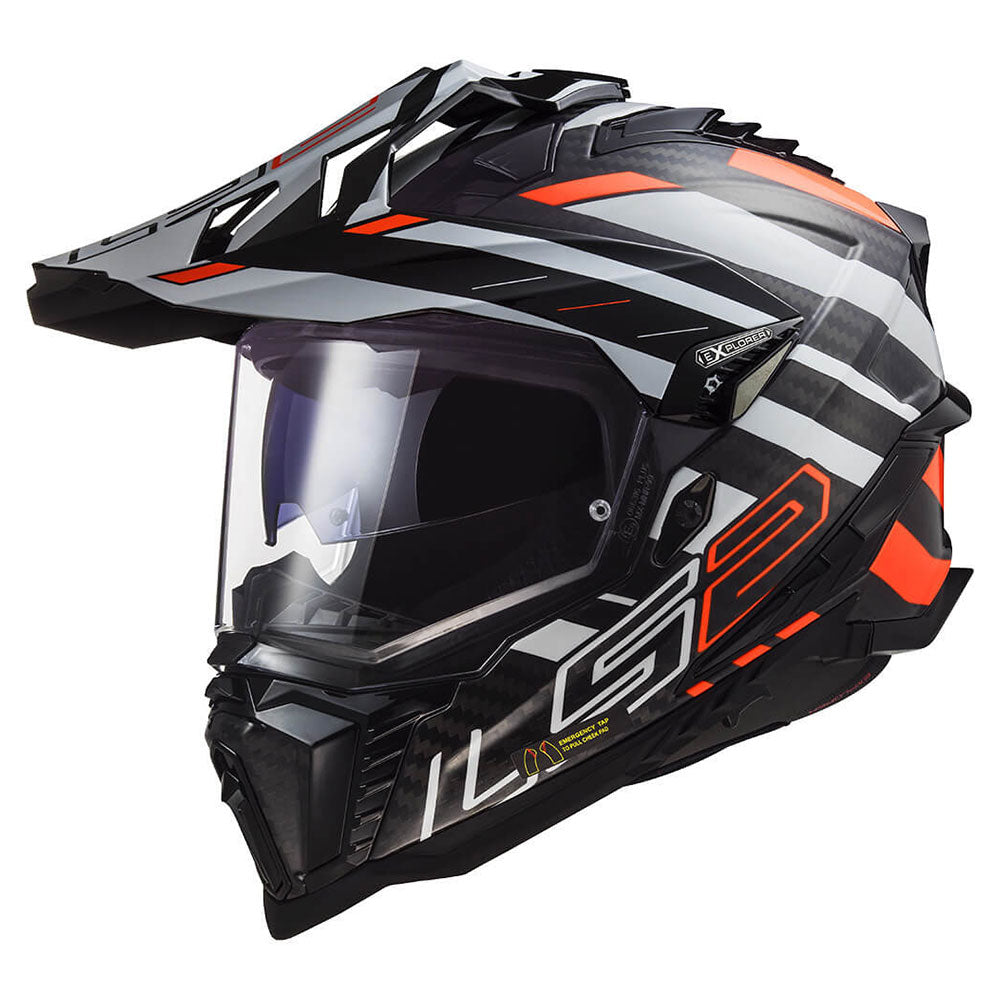 ŠALMAS LS2 MX701 C EXPLORER EDGE – JUODA FLUO ORANŽINĖ SPALVA