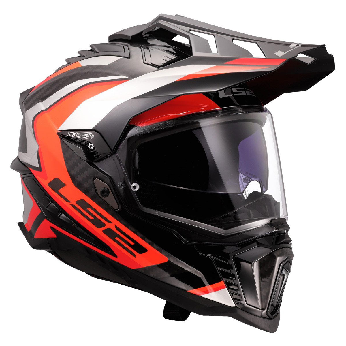 ŠALMAS LS2 MX701 C EXPLORER FRONTIER II – BALTA MĖLYNA SPALVA