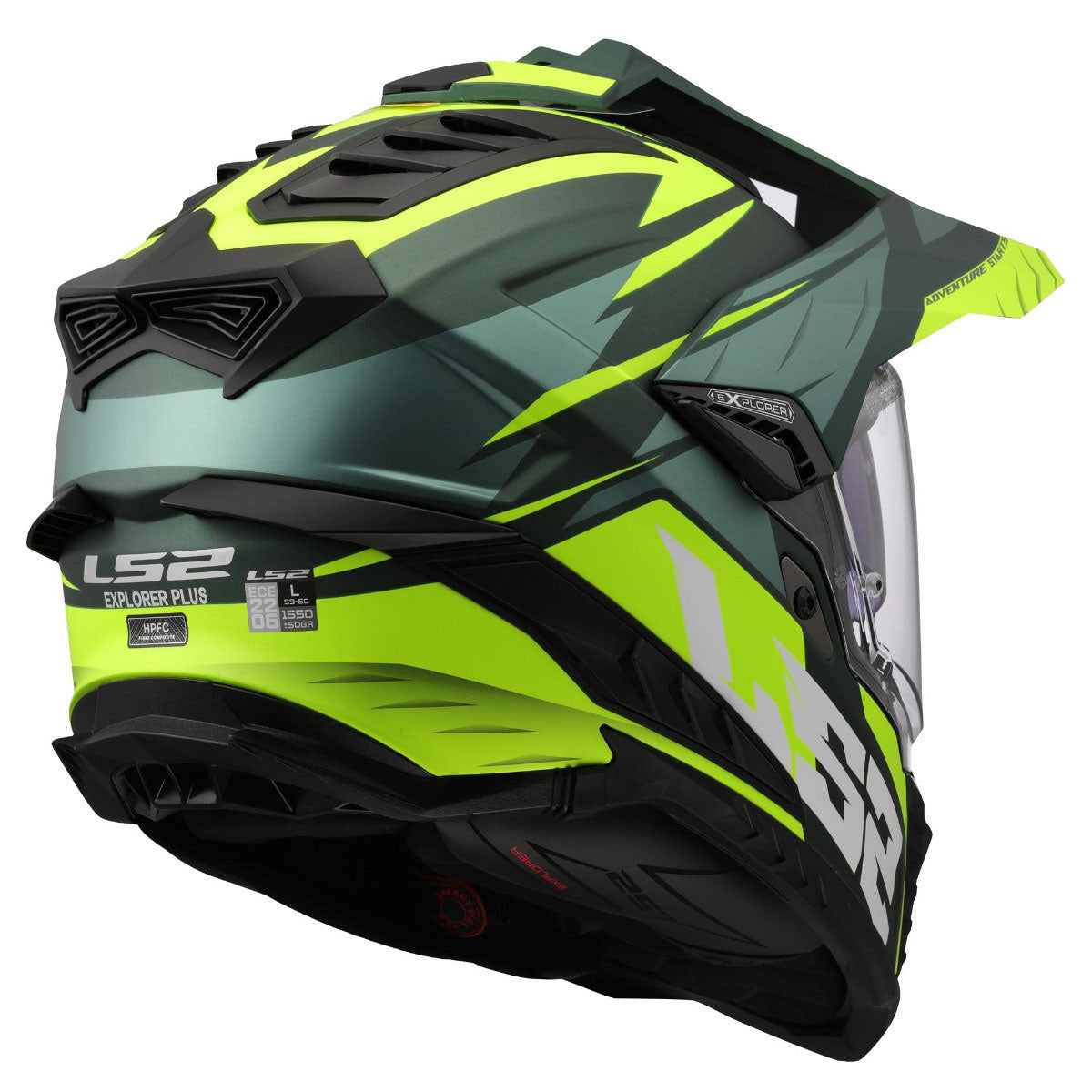 ŠALMAS LS2 MX701 EXPLORER SPIRE – MATINĖ ŽALIA FLUO GELTONA SPALVA