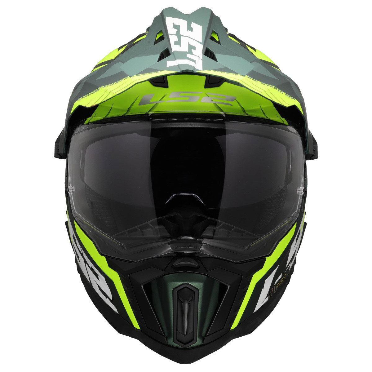 ŠALMAS LS2 MX701 EXPLORER SPIRE – MATINĖ ŽALIA FLUO GELTONA SPALVA