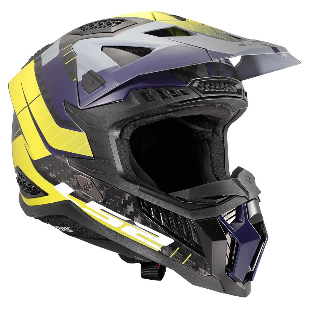 ŠALMAS LS2 MX703 C X-FORCE GALUO – PILKA FLUO GELTONA SPALVA