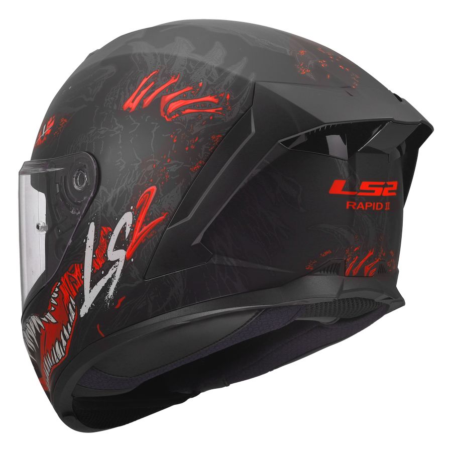 ŠALMAS LS2 FF820 RAPID III KAIJU 2 – JUODA / RAUDONA / BALTA SPALVA