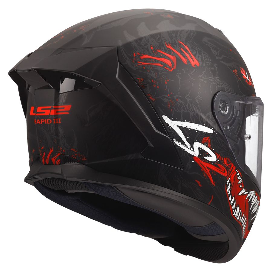 ŠALMAS LS2 FF820 RAPID III KAIJU 2 – JUODA / RAUDONA / BALTA SPALVA