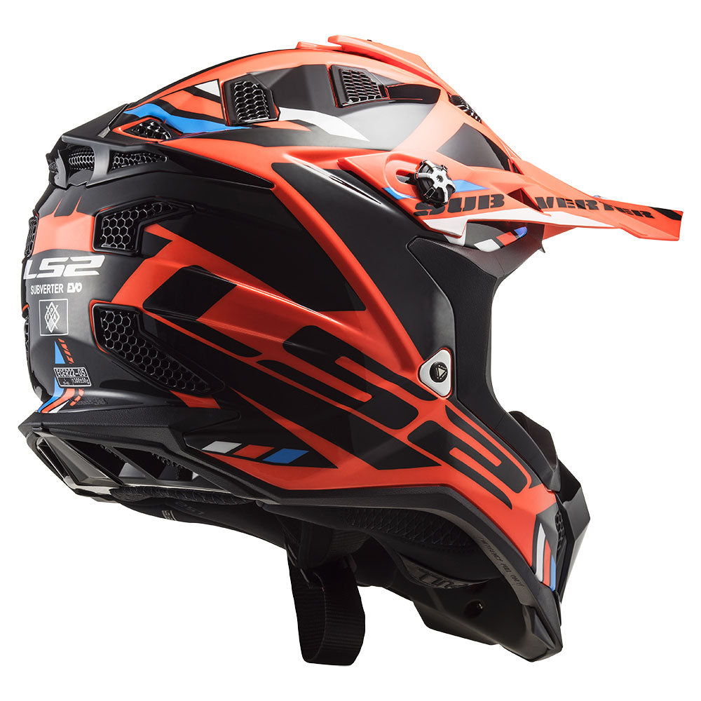 ŠALMAS LS2 MX700 SUBVERTER EVO II STOMP – FLUO ORANŽINĖ JUODA SPALVA