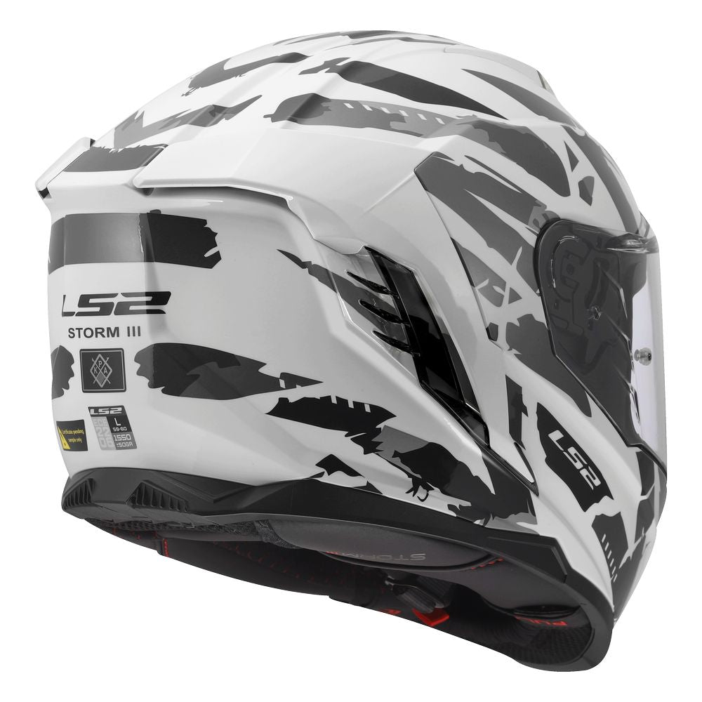 ŠALMAS LS2 FF818 STORM III KAOS – BALTA / PILKA SPALVA