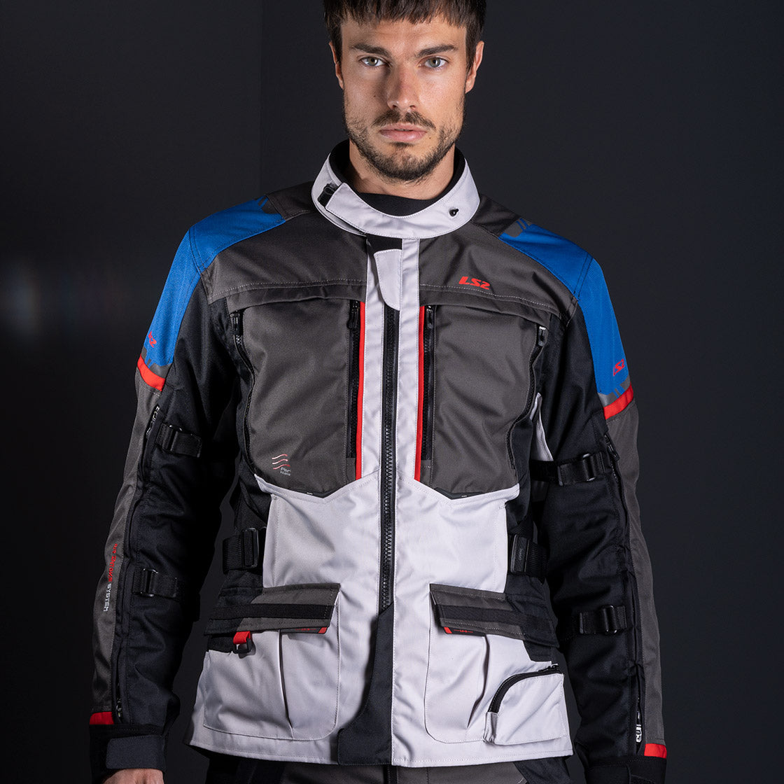 STRIUKĖ LS2 NORWAY VYRAMS – MĖLYNA / JUODA / PILKA / RAUDONA