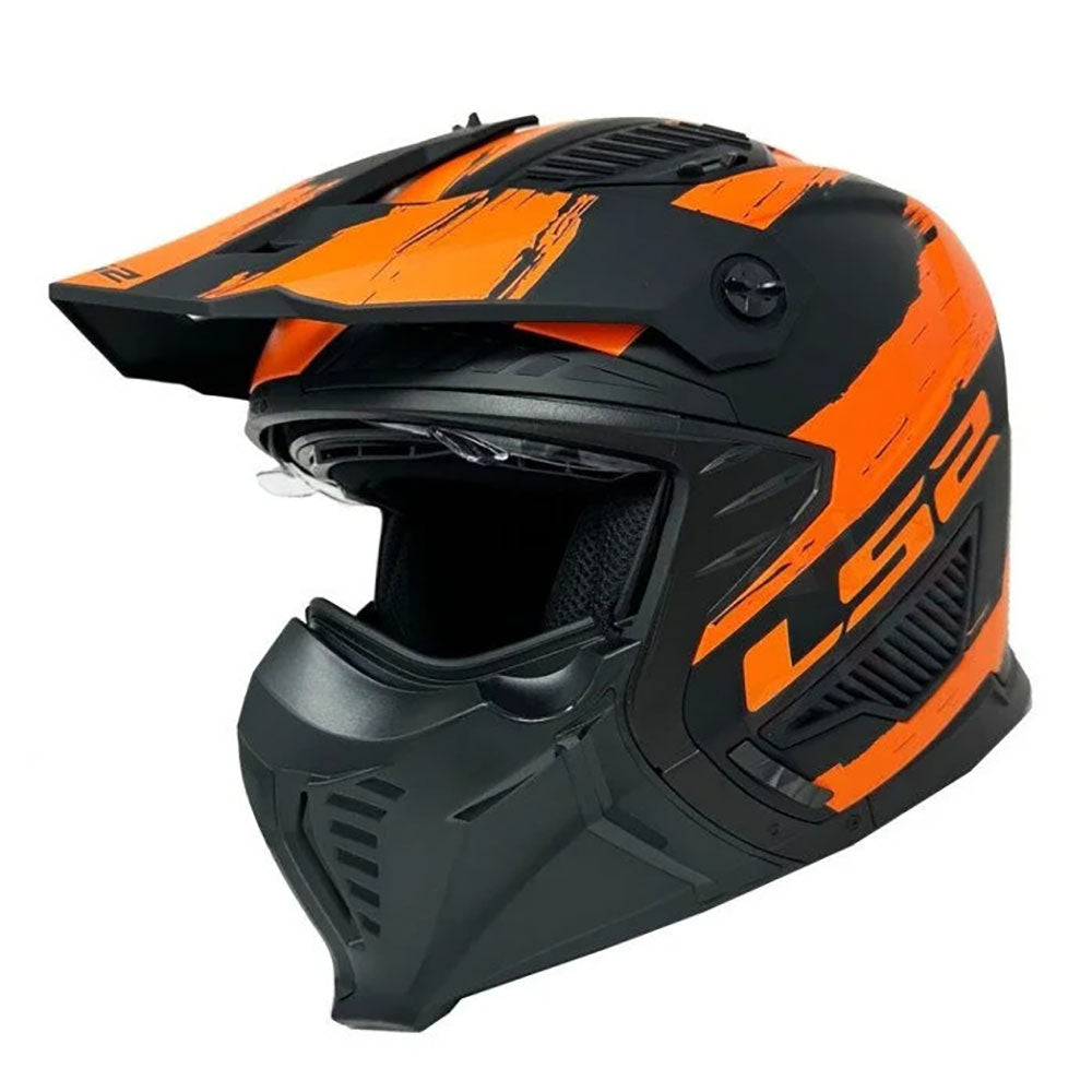ŠALMAS LS2 OF606 DRIFTER MUD – MATINIS JUODAS / ORANŽINIS