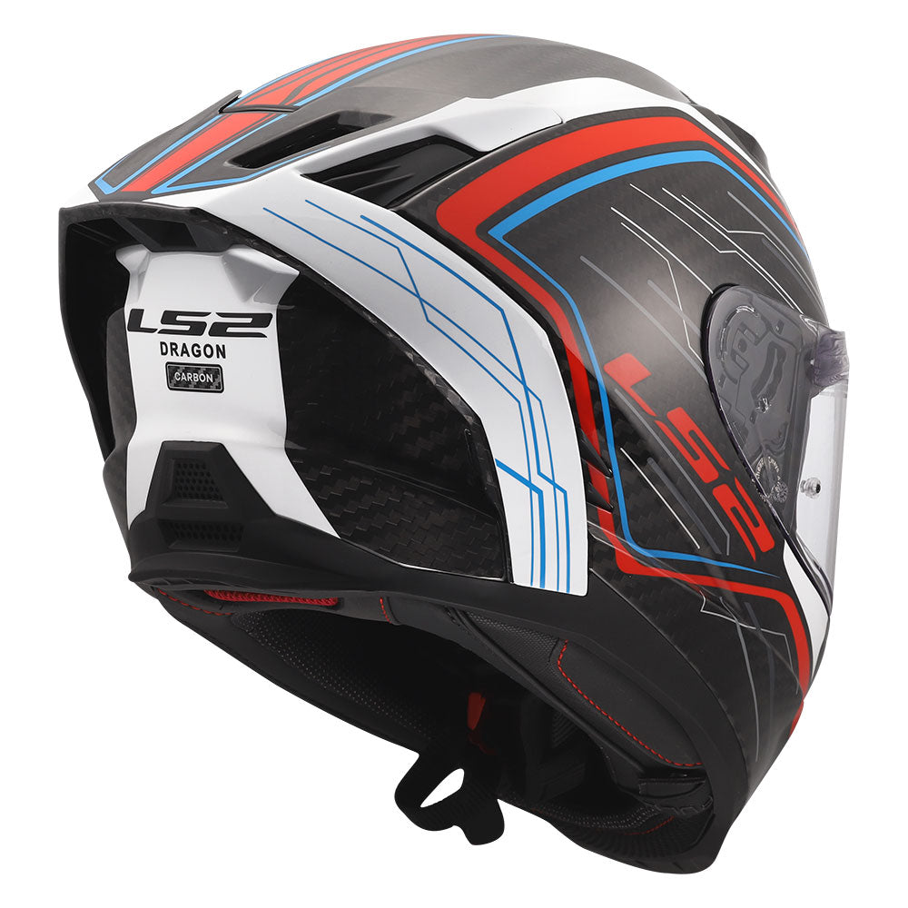 ŠALMAS LS2 FF807 DRAGON SUBIC – BALTA / MĖLYNA / RAUDONA