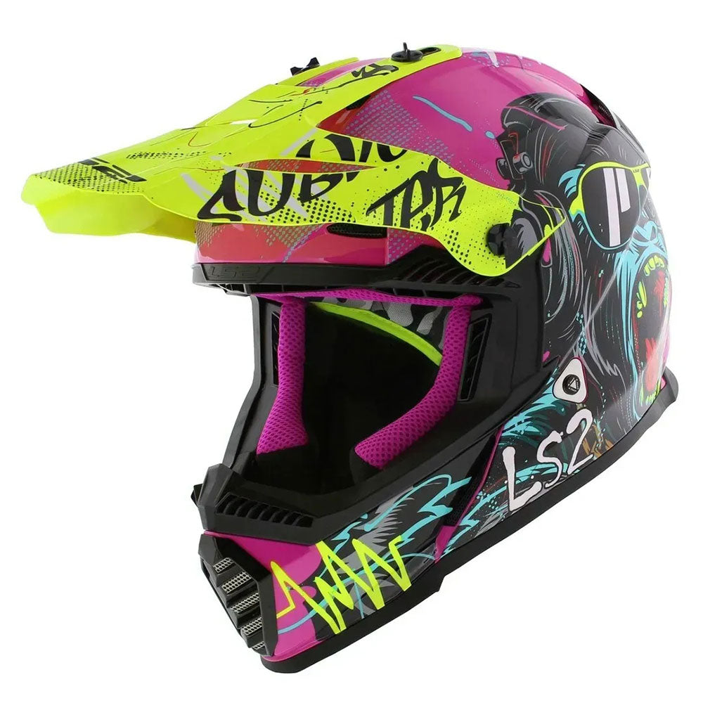 ŠALMAS LS2 MX437 FAST II MINI GORILLA – VIOLETINIS