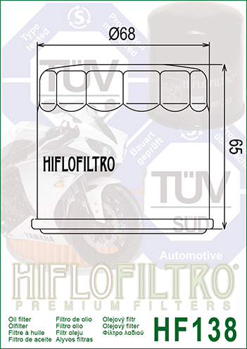 Alyvos-tepalų FILTRAS HIFLO HF138 aprilia, cagiva, ARCTIK cat, kawasaki, kymco,suzuki – nuotrauka 2