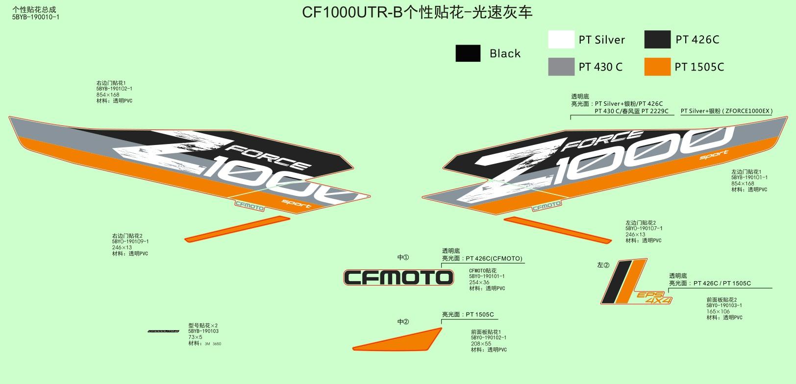 CFMOTO ZFORCE OEM lipdukų RINKINYS 5BYB-190010-10000