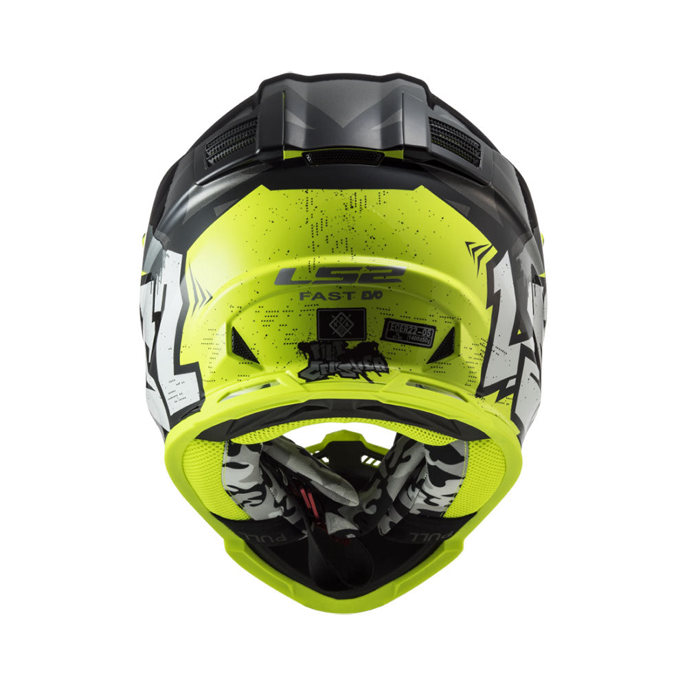 Šalmas LS2 FAST 2 MINI CRUSHER VAIKAMS juodas/geltonas – nuotrauka 4