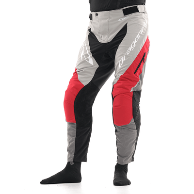 Motokroso kelnės dragonfly ENDURO FREERIDE pilka/ RAUDONA UNISEX