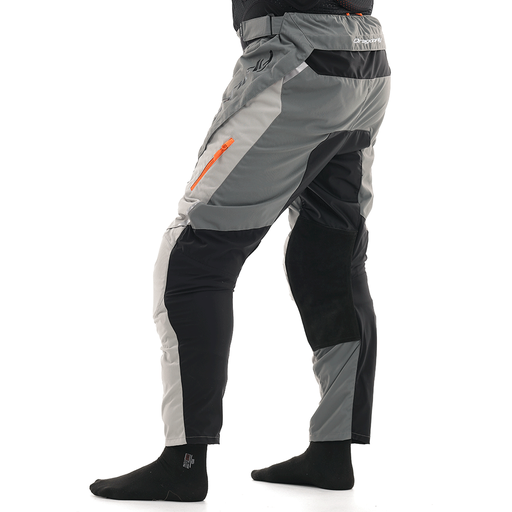 Motokroso kelnės dragonfly ENDURO FREERIDE pilka/ oranžinė UNISEX – nuotrauka 3