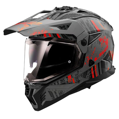 Šalmas LS2 pioneer 2 crazy matinis raudonas