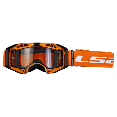 AKINIAI LS2 AURA ENDURO – JUODI / HI-VIS ORANŽINIAI, SKAIDRUS STIKLIUKAS