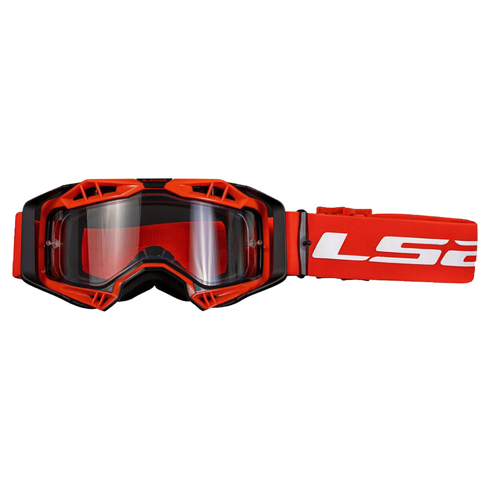 AKINIAI LS2 AURA ENDURO – JUODI / HI-VIS ORANŽINIAI, SKAIDRUS STIKLIUKAS