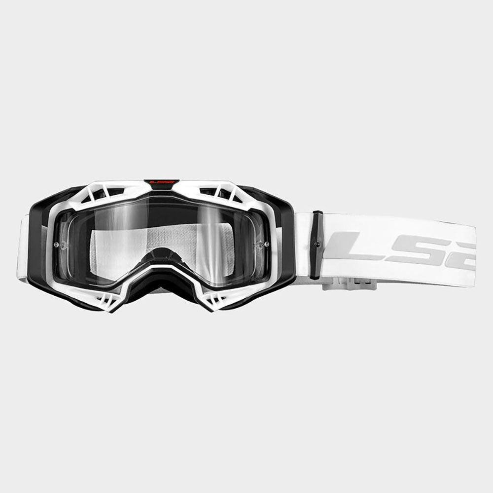 AKINIAI LS2 AURA ENDURO – JUODI / HI-VIS GELTONI, SKAIDRUS STIKLIUKAS
