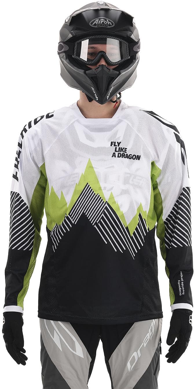 MOTO marškinėliai dragonfly ENDURO FREERIDE balta/ JUODA