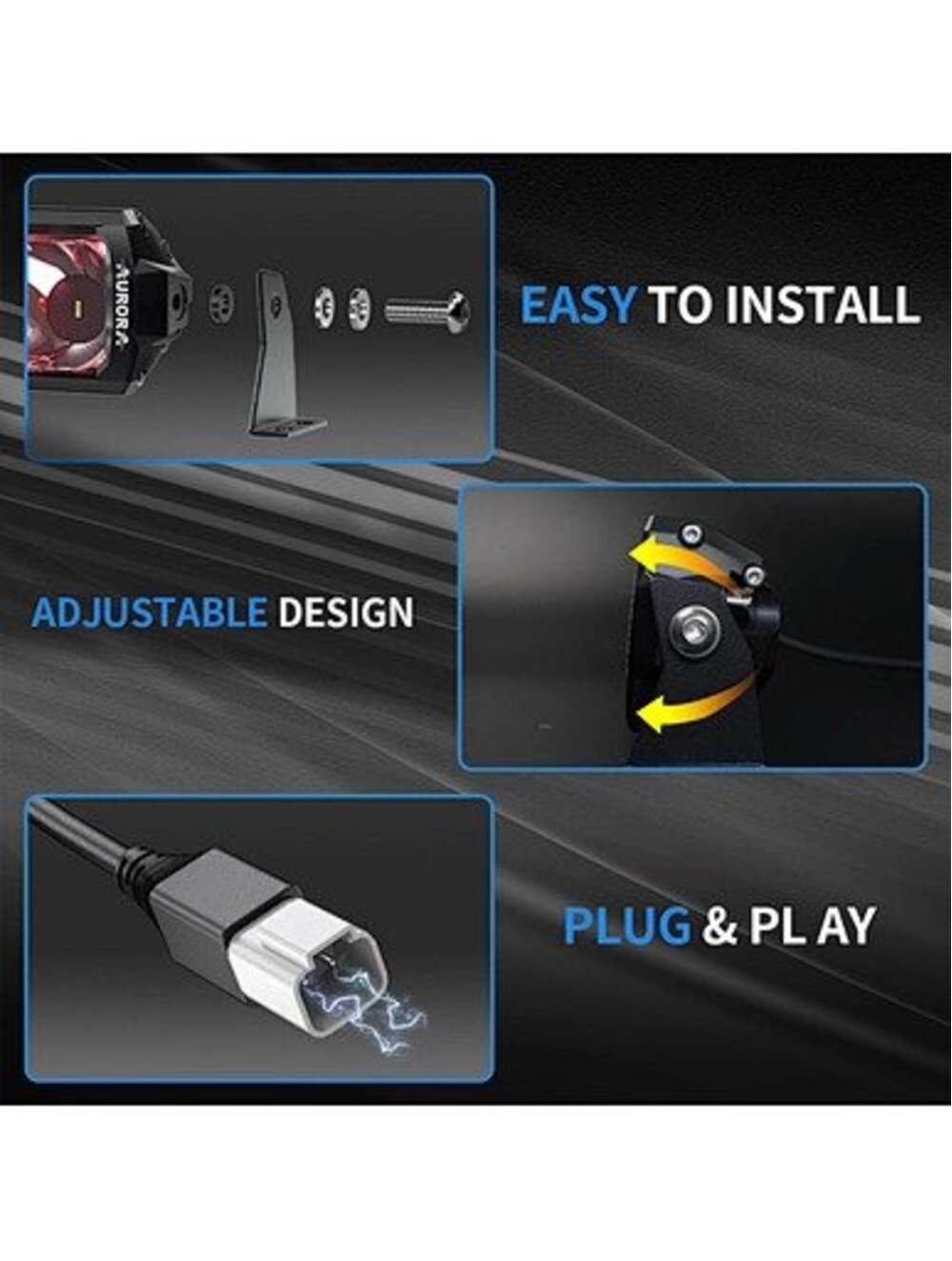 AURORA LED 10" (25.4 CM) "D6 DOUBLE ROW RGB" SERIJOS ŽIBINTAS 75W SPOT