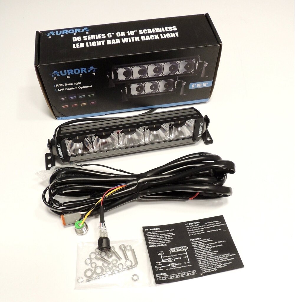 AURORA LED 10" (25.4 CM) "D6 DOUBLE ROW RGB" SERIJOS ŽIBINTAS 75W SPOT
