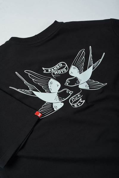 MARŠKINĖLIAI PANDO MOTO LUKE TOKYO OVERSIZE, JUODI, UNISEX