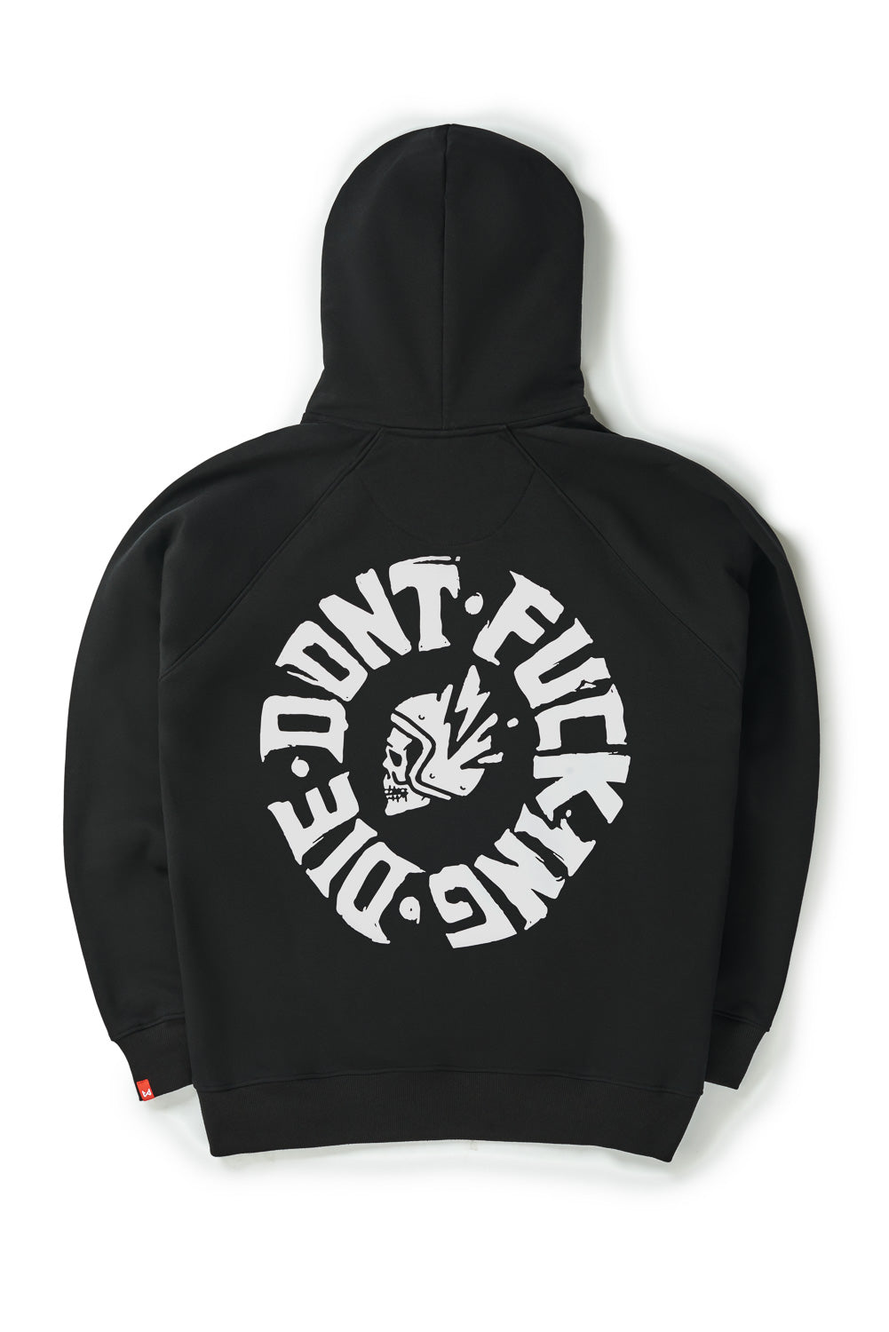 DŽEMPERIS SU GOBTUVU – PANDO MOTO MAX DON’T DIE, OVERSIZE, JUODAS, UNISEX