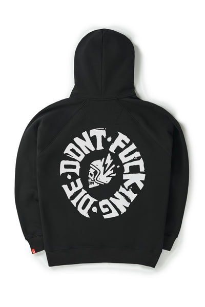DŽEMPERIS SU GOBTUVU – PANDO MOTO MAX DON’T DIE, OVERSIZE, JUODAS, UNISEX