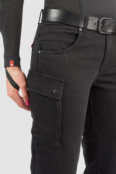 DŽINSAI – PANDO MOTO MILA CARGO MOTERIMS JUODI SU CORDURA®