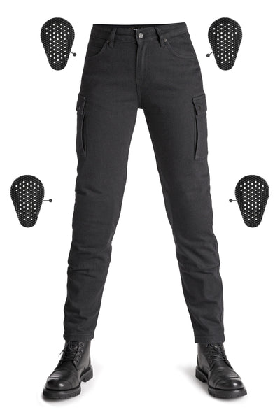 DŽINSAI – PANDO MOTO MILA CARGO MOTERIMS JUODI SU CORDURA®