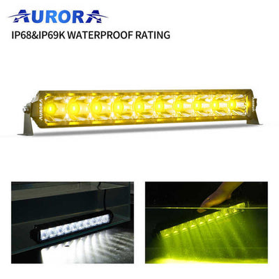 AURORA LED 10" (25.4 CM) "D6 DOUBLE ROW WHITE+YELLOW" SERIJOS ŽIBINTAS 75W SPOT