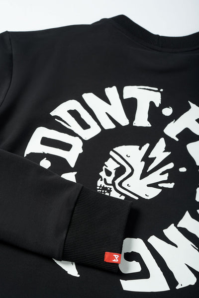 MARŠKINĖLIAI PANDO MOTO TOMMY DON’T DIE BLACK – OVERSIZE, ILGOMIS RANKOVĖMIS, UNISEX