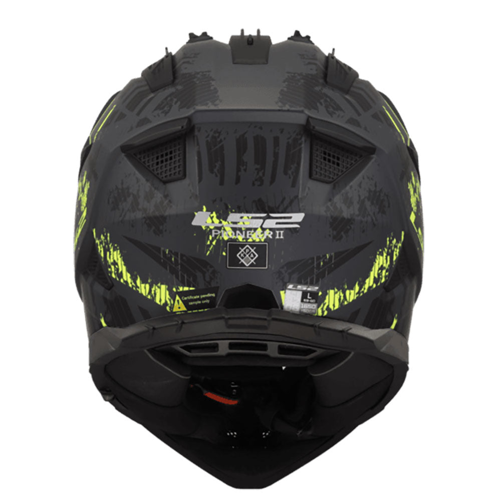 ŠALMAS LS2 MX702 PIONEER II CRAZY – MATINĖ JUODA FLUO GELTONA SPALVA