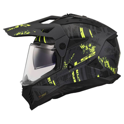 ŠALMAS LS2 MX702 PIONEER II CRAZY – MATINĖ JUODA FLUO GELTONA SPALVA